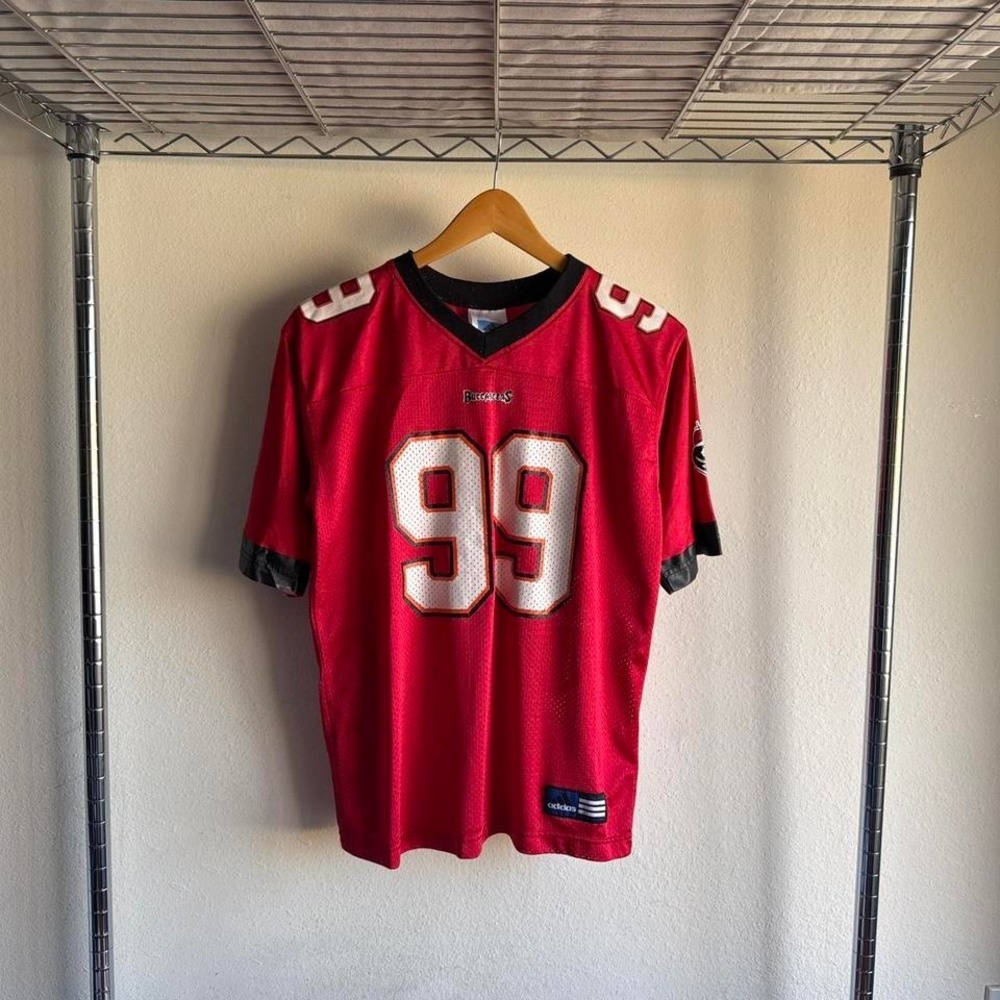 Adidas Buccaneers Warren Sapp 99 NFL Football Jersey Y2K Kids 10/12 Vintage